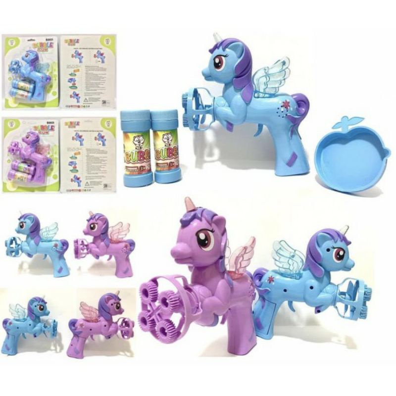 Mainan Anak gelembung TERBARU KUDA PONI / tembak gelembung free 2 botol isi gelembung