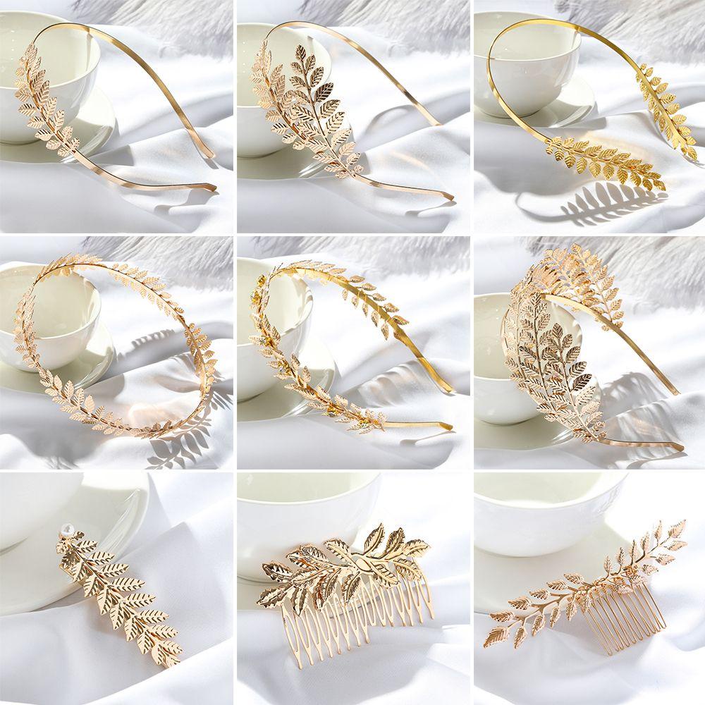 Golden Leaf Tiara Crown Headbands Hair Combs Hair Jewelry