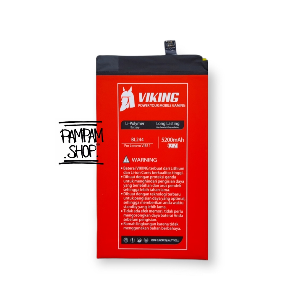 Baterai VIKING Double Power Original Lenovo Vibe P1 A42 Turbo BL244 Batre Batrai Battery P1A42 Ori