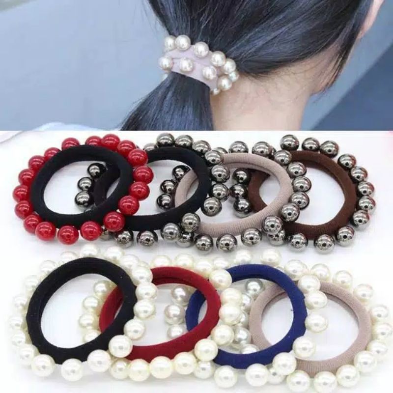 Ikat Rambut Mutiara Bagus / Kuncir Rambut Mutiara Kekinian-1