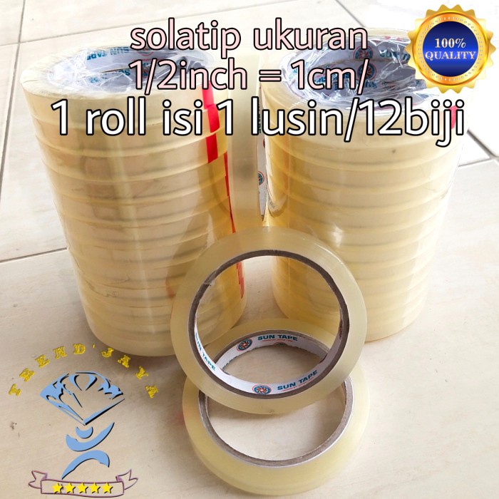 

Aman Solatip Bening Ukuran 1/2Inch=1Cm/Isolatip/Solatip Lakban(12Pcs) Murah