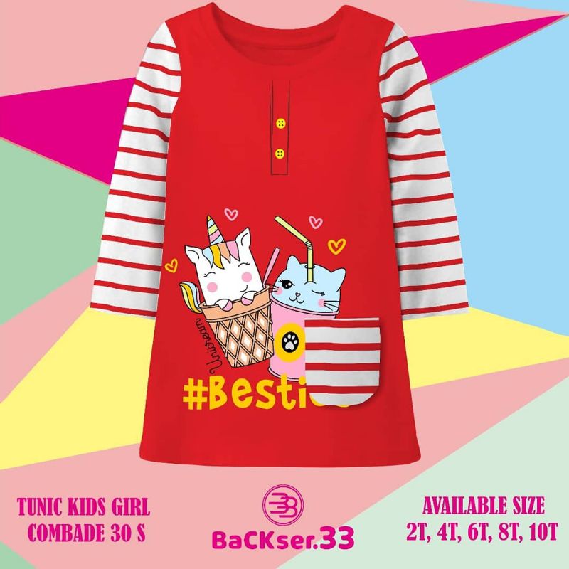 Tunik Anak Backser.33 SIZE 2-8 Tahun Tunik Salur Anak Perempuan