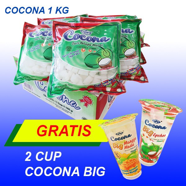 

DK: Cocona Natadecoco 1000 Gr 1Dus (12 Pcs) Free 2 Cup Cocona Big (Khusus Pengiriman Dalam Kota)