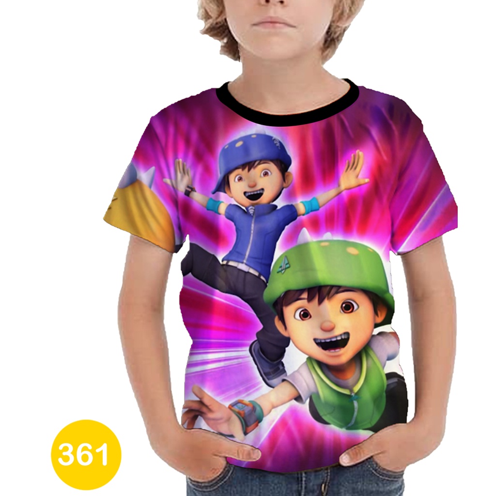 Baju Anak Boboiboy Daun dan Angin Baju 3D Animasi Anak #COWO-361
