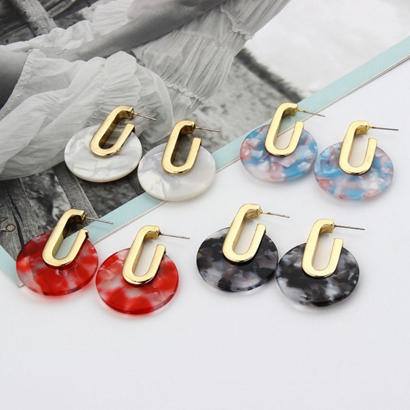 SIY  Acetate Earrings Acid Round Pendant Jewelry Fashion Vintage Personality Elegant