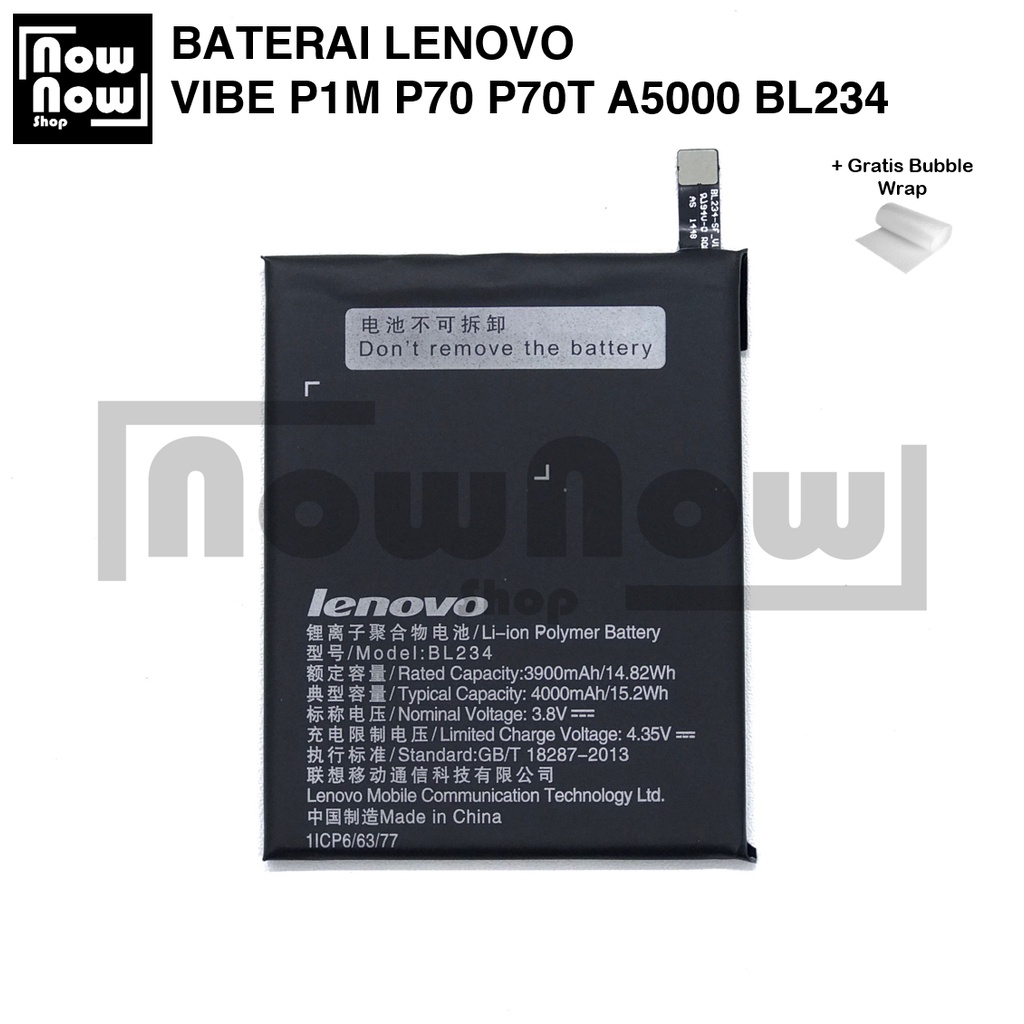 Baterai Lenovo VIBE P1M P70 P70T A5000 BL234 BL 234 Original Batre Batrai Battery HP