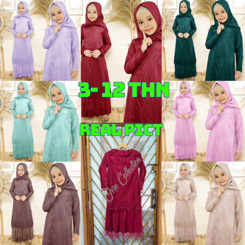 JVIN COLLECTION - ARSY KID GAMIS ANAK PEREMPUAN REMAJA TANGGUNG BROKAT PESTA TILLE BORDIR MEWAH 3-12