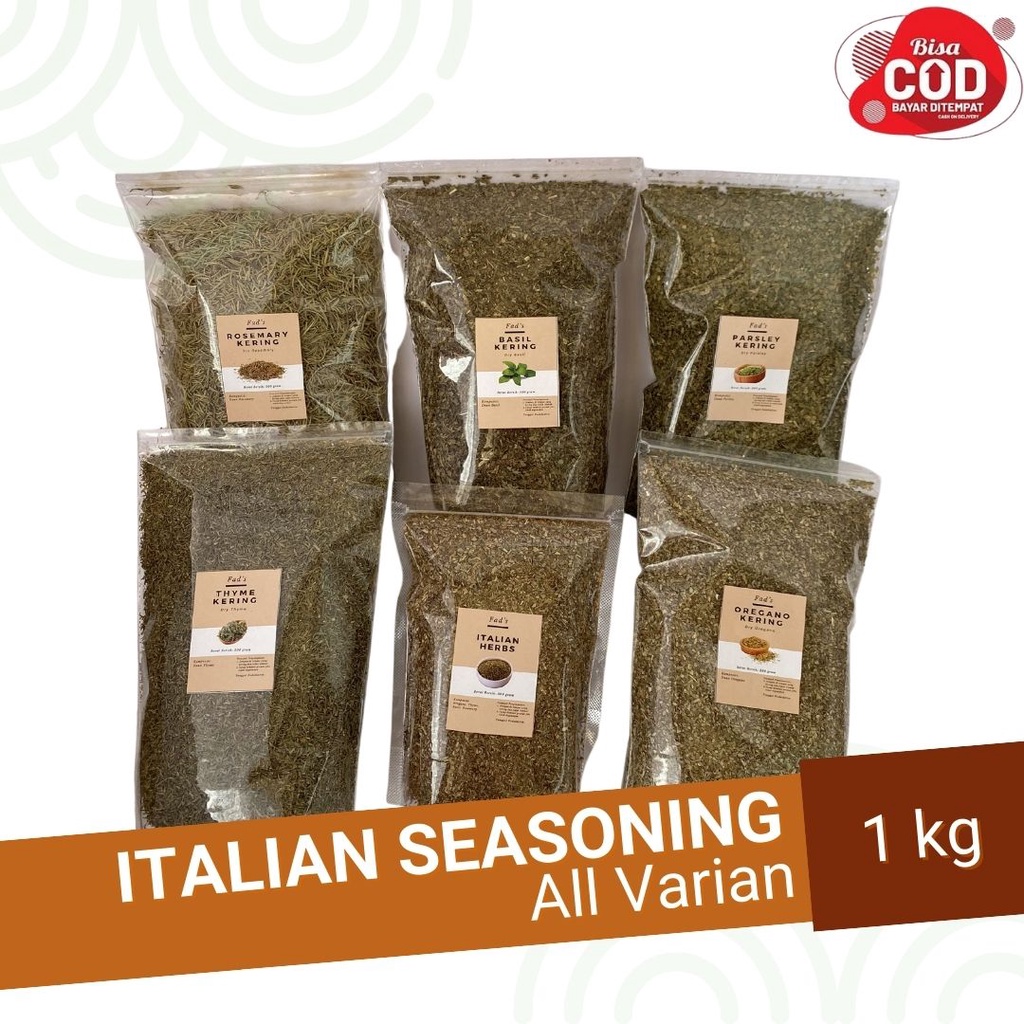 Fad's Italian Herbs 1 kg - Daun Basil Kering 1kg Daun Oregano Kering 1kg Daun Parsley Kering 1kg Daun Peterseli Kering 1kg Daun Rosemary Kering 1kg Daun Thyme Kering 1kg Italian Spices 1kg Italian Seasoning 1kg