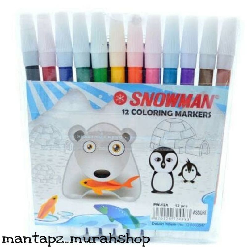 

SPIDOL SNOWMAN kecil set mewarnai (12warna)