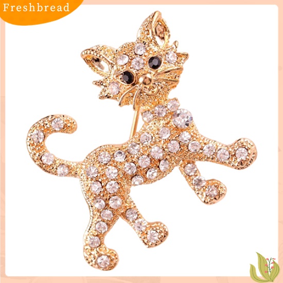 [ TERLARIS]Women's Fashion Shining Rhinestone Brooch Cool Cat Pattern Decor Jewelry Gift