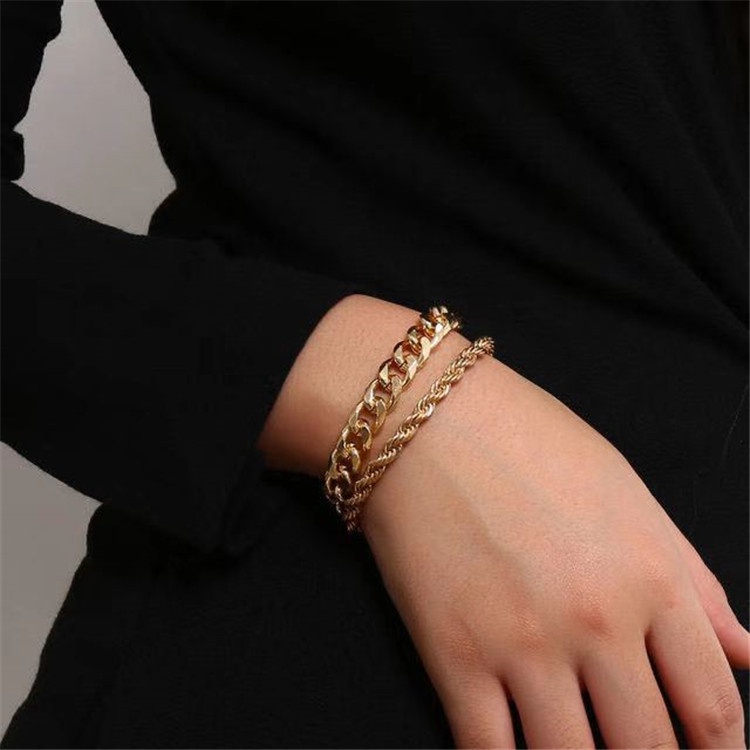 Gelang Rantai Twist Gaya Retro Punk Untuk Pria Dan Wanita