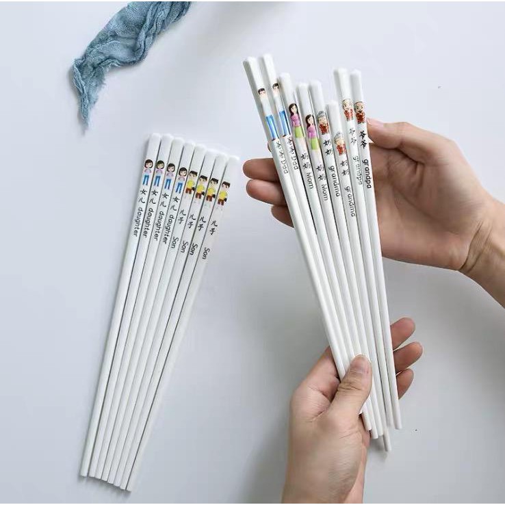 1SET SUMPIT KERAMIK FAMILY CHOPSTICK CERAMIK SET ALAT MAKAN SUMPIT HADIAH SUMPIT BAMBU SUMPIT CINA