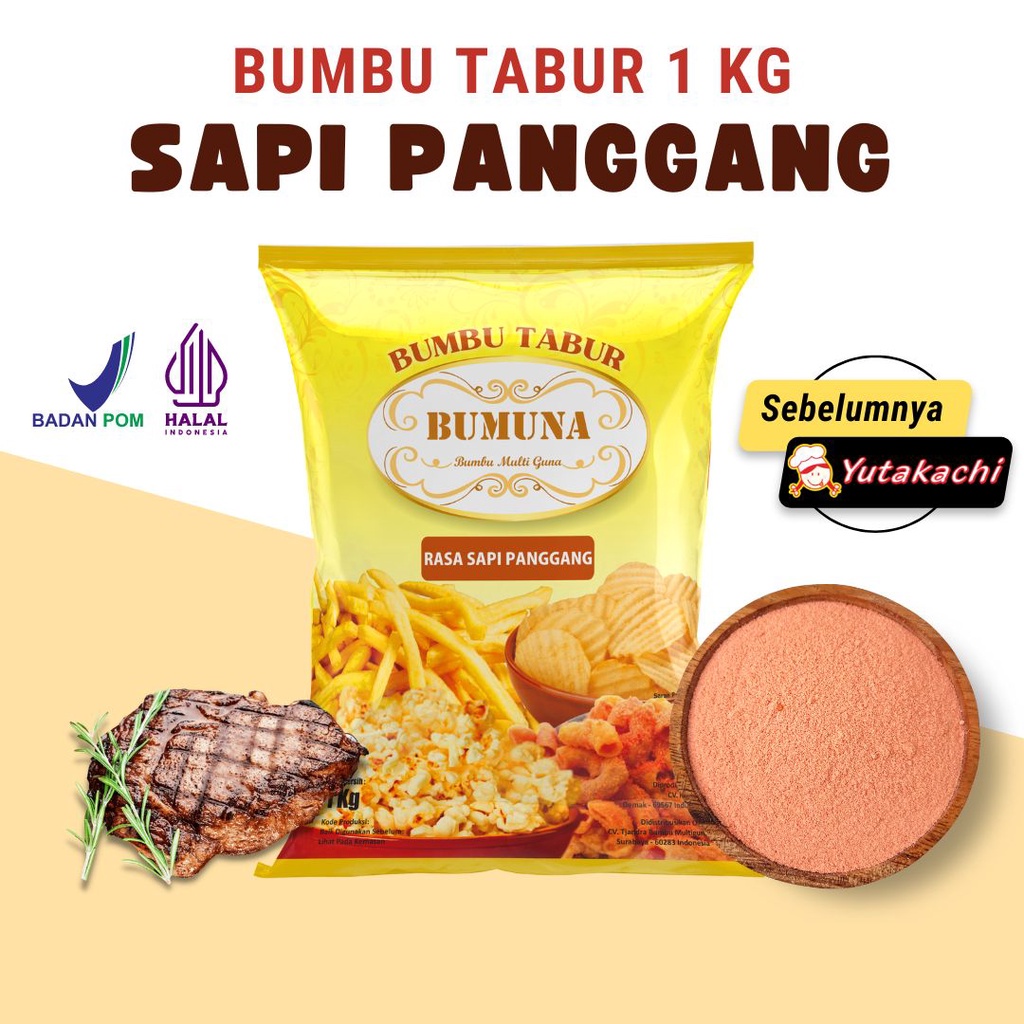 Bumbu Tabur Rasa Sapi Panggang 1Kg / Bumbu Tabur BUMUNA Premium Bubuk Tabur Keripik Kentang Lidi Makaroni Penyedap Rasa