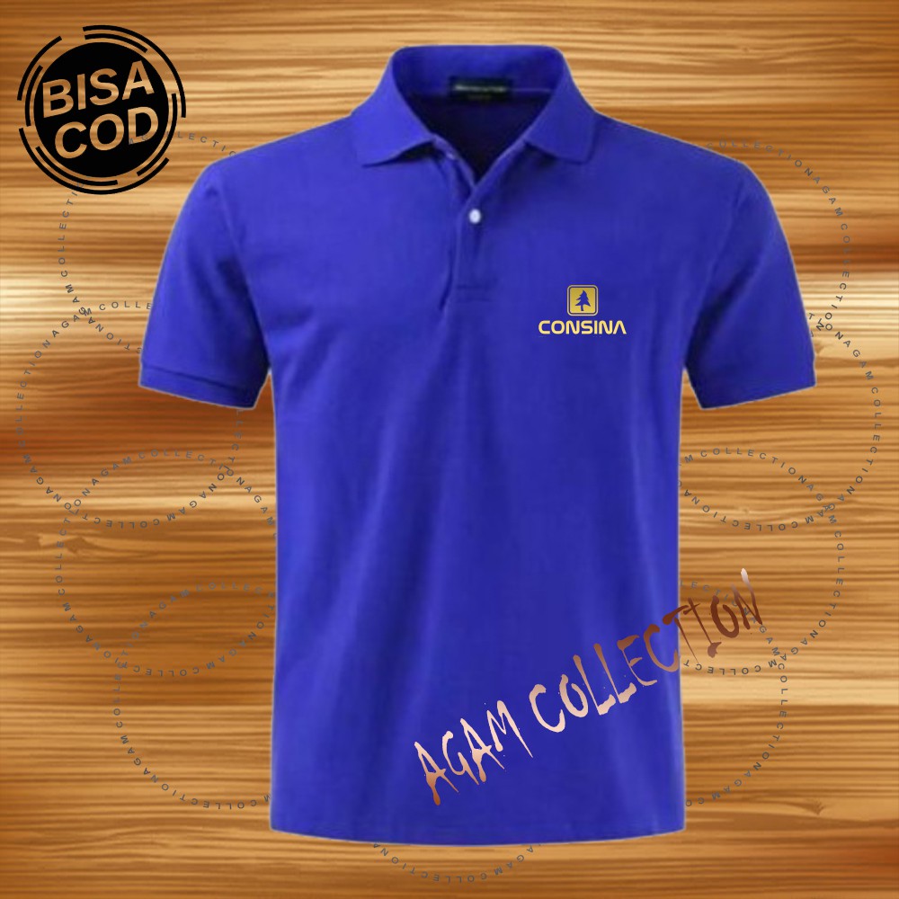 Agam Collection Baju Polo Kerah Distro Consina 01 Text Gold Lengan Pendek Premium Quality