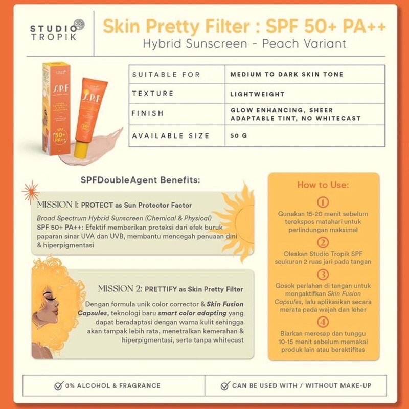 Studio Topik SPF Skin Pretty Filter Sunscreen SPF 50+ PA++ - PEACH DAN MINT SUNSCREEN STUDIO TROPIK