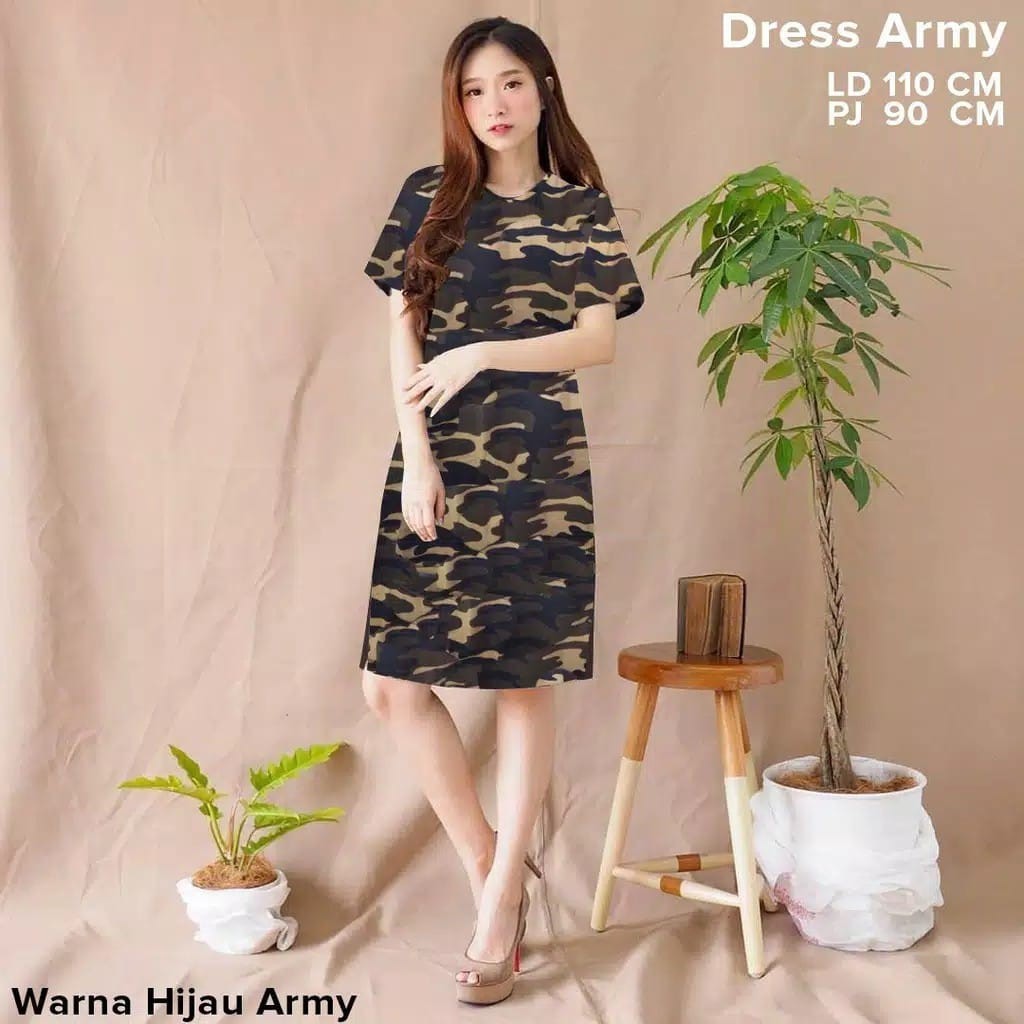 Dress Wanita Army loreng LD 110-XL