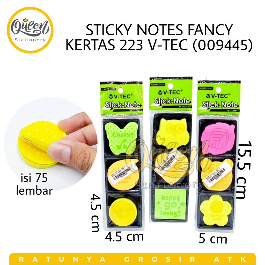 

1 PAD STICKY NOTE FANCY KERTAS 223 V-TEC / STICK NOTE / MEMO LUCU (009445)