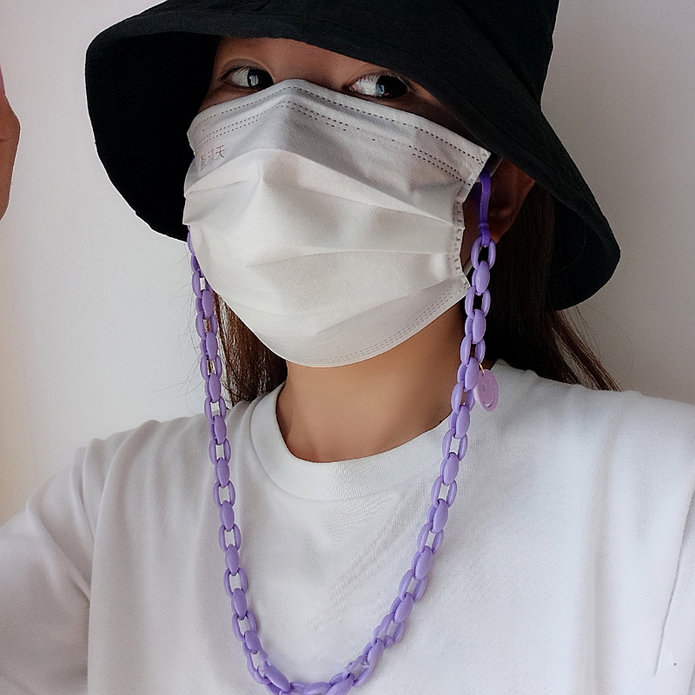 Kalung Rantai Lanyard Kacamata Bahan Akrilik Motif Smiley Face Anti Hilang Gaya Korea