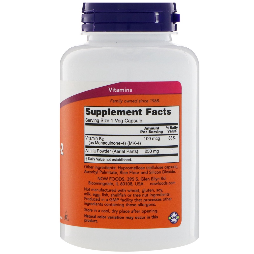 Now Foods Vitamin K2 100mg 250 VegCap Untuk Kesehatan Tulang ORI USA