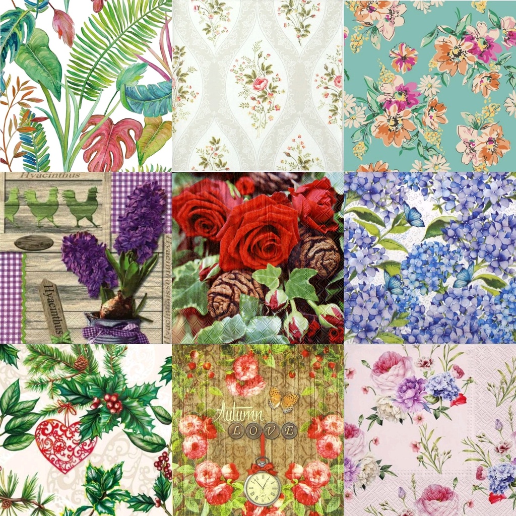 TISU NAPKIN DECOUPAGE EROPAH – Flower Motif BG