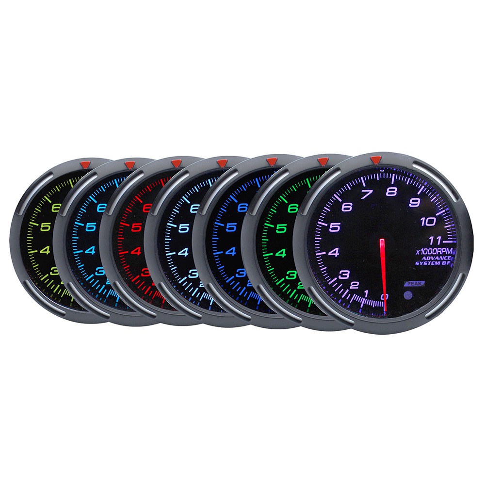 Tachometer Defi Bf Rpm 3.15 Inch 80mm 7 Warna Dengan Lampu Peringatan Universal