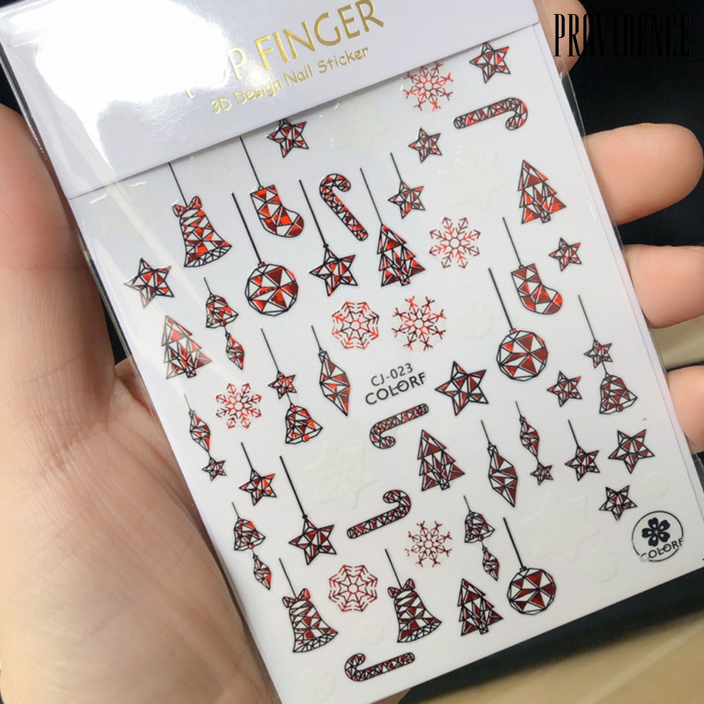 Providence Nail Sticker Christmas Patterns DIY Ultra Thin Holographic Christmas Nail Snowflake Sliders for Manicure