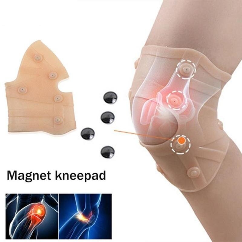 1 Pasang Bantalan Lutut Magnetik Bahan Silikon Elastis Untuk Terapi Arthritis