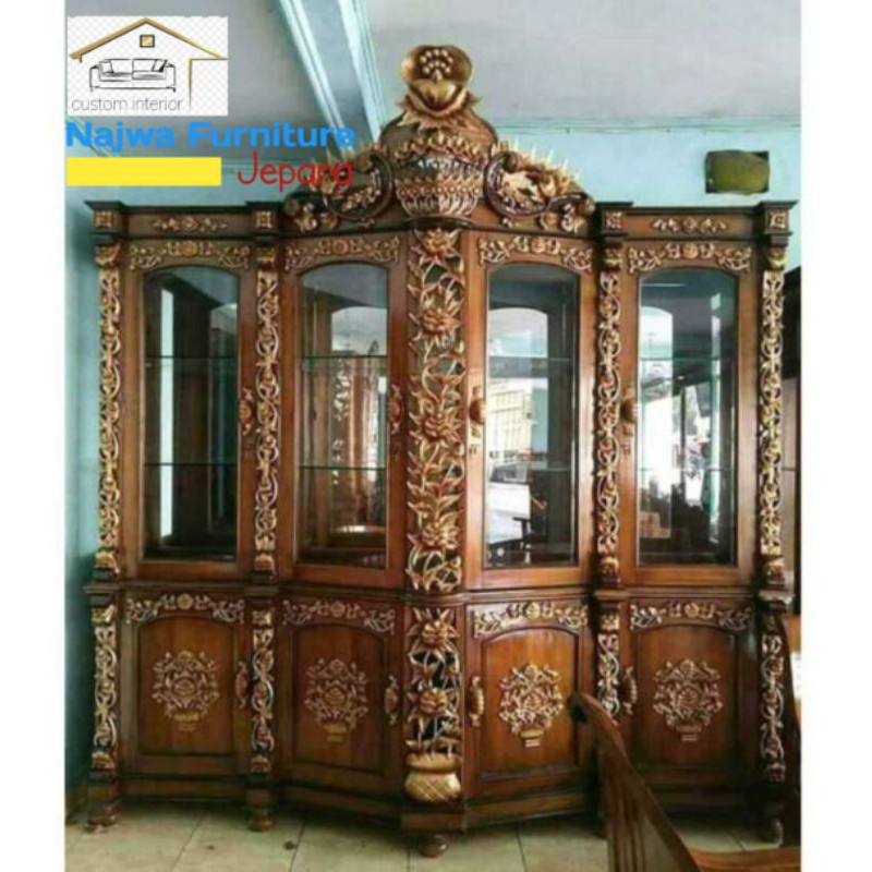 BUFET HIAS MEWAH SHIMA BUFET HIAS LEMARI PAJANGAN MEBEL JEPARA FREE ONGKIR