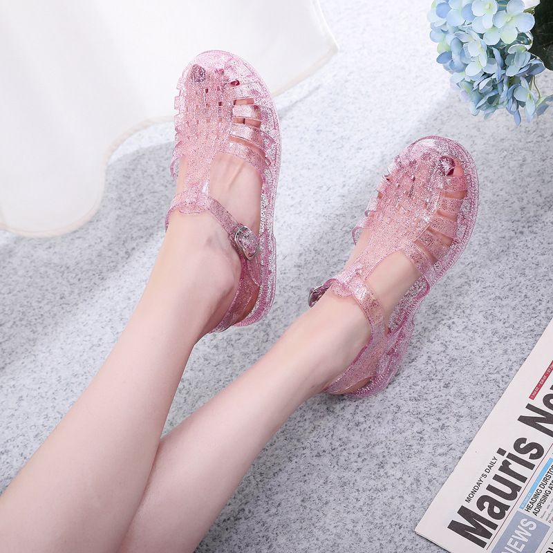 meisha jelly transparant gliter/meisha jelly shoes dewasa/sandal jelly wanita/sandal karet anti slip/sandal kekinian korea/jelly shoes