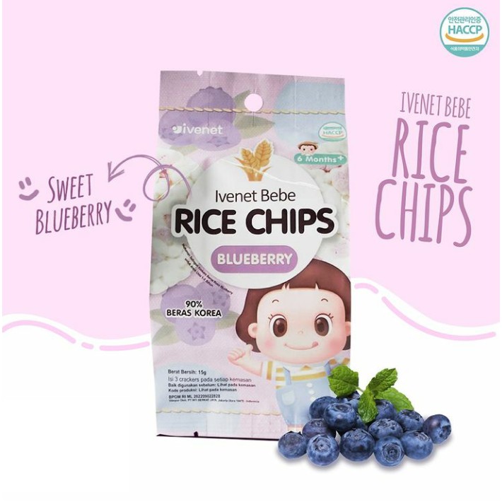 Ivenet Bebe Rice Chips Blueberry Snack Kreker Beras Rasa Bluberi 15g