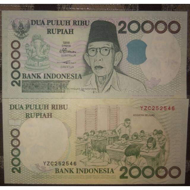 UANG KUNO UANG MAHAR  20000 RUPIAH KI HADJAR DEWANTARA 1998 GRESS/UNC