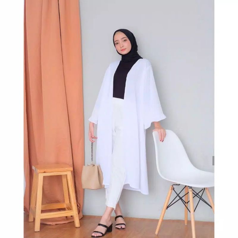 Cardigan Long Oversize Crinckle AirFlow Baju Luar Muslim Satu Ukuran