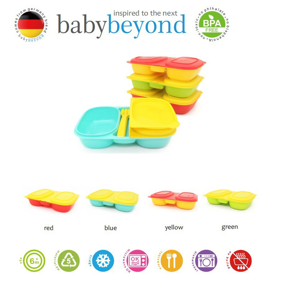 Baby Beyond Dual Bento-Box with Fork and Spoon - Red