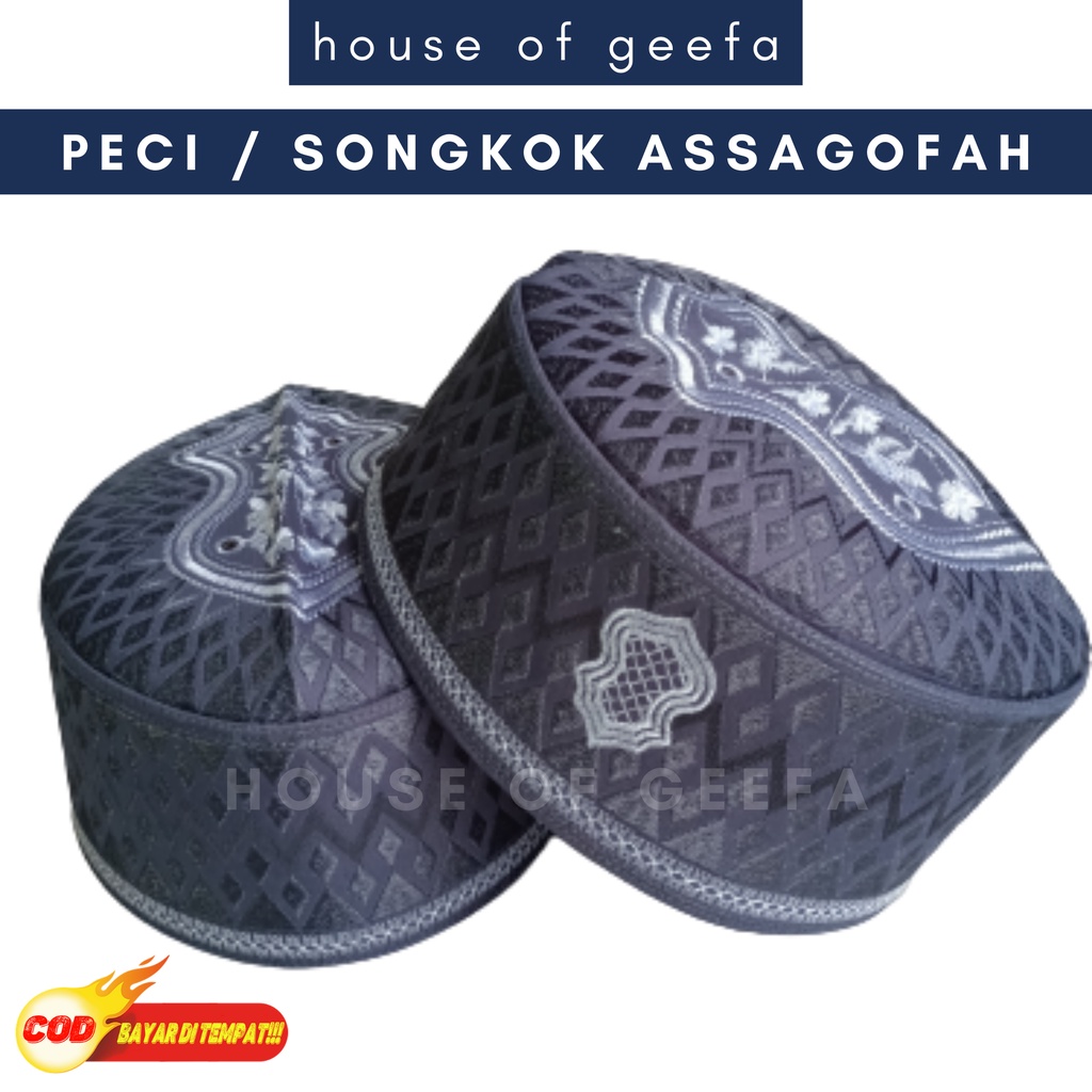 House of Geefa - Kopiah Assagofah - Peci Pria Assagofah - Songkok Pria ,Model Terbaru - Kopyah Anak Laki Laki - Peci Pria Dewasa - Kopiah Sholat Pria