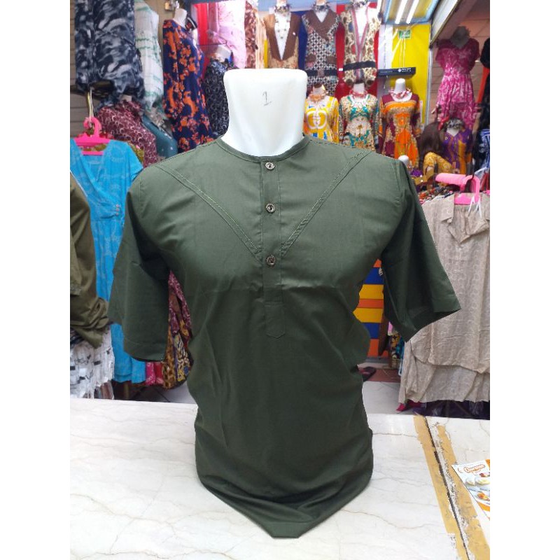 baju koko pria lengan pendek polos/baju koko pria lengan pendek polos oblong/baju koko model uje