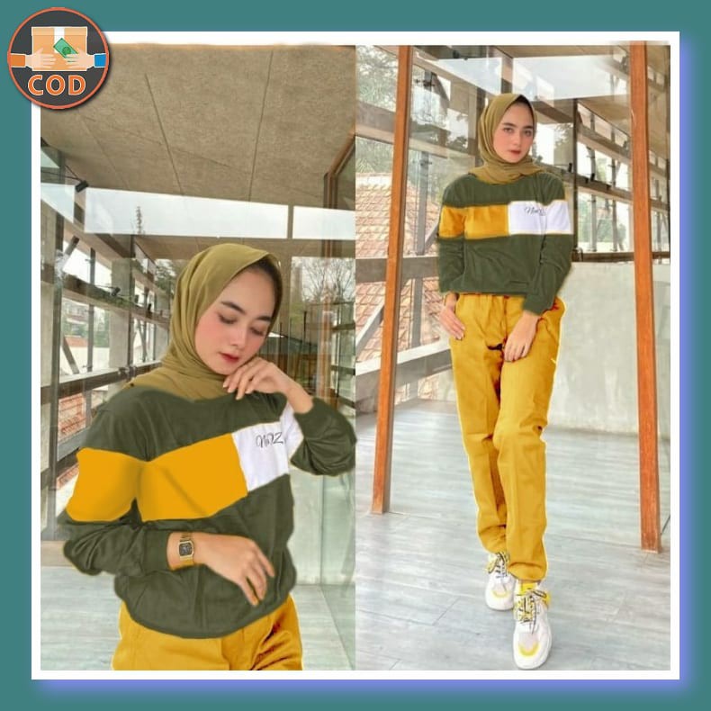 3251Dg Realpic Moela Setelan Cloudy Fashion Cewek Remaja Kekinian IE903 Set Jumbo Neoz Xxl Mustard