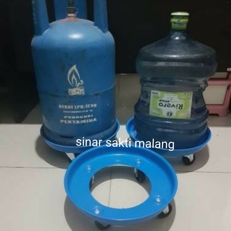 Tatakan Kaki Roda Alas Dudukan Tabung Gas Elpiji Galon Air Bahan Besi