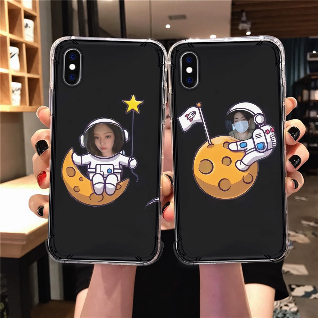 Case hp couple astronot bisa pasang foto sendiri Custom case couple for all type hp Couple softcase 