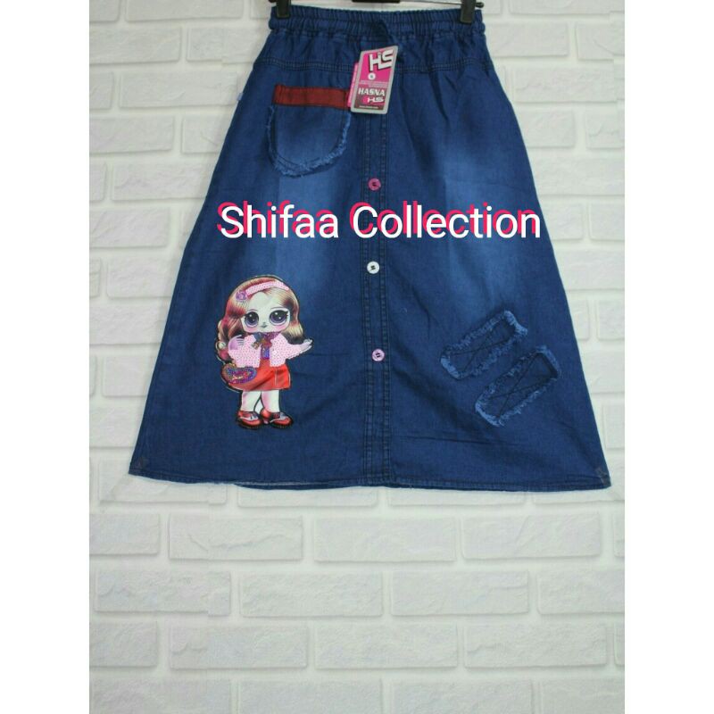 Rok Jeans Anak / Rok Panjang / Rok Jeans / Rok Anak Perempuan / Rok Jeans Karekter Boneka LOL LED Size 4. 5. 6