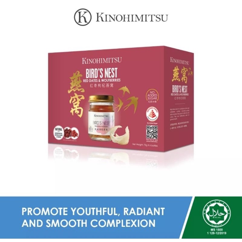 

Kinohimitsu Bird's Nest With Red Dates & Wolfberries Minuman Sarang Burung 75Ml X 6 Botol