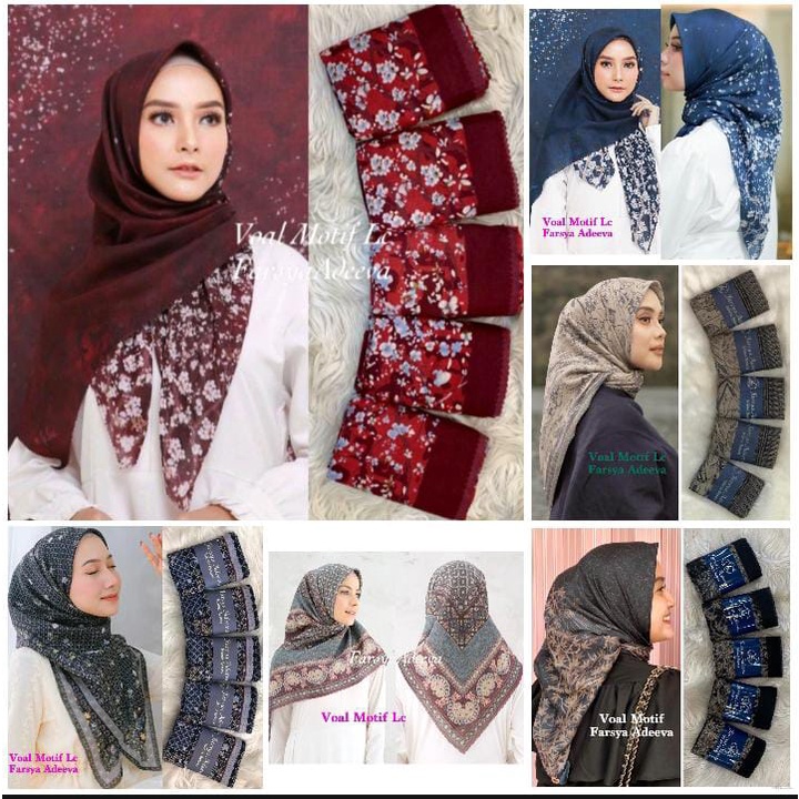 Kerudung segiempat motif terbaru segiempat motif deenay kw bahan voal grosir segiempat motif termurah Safa Hijab