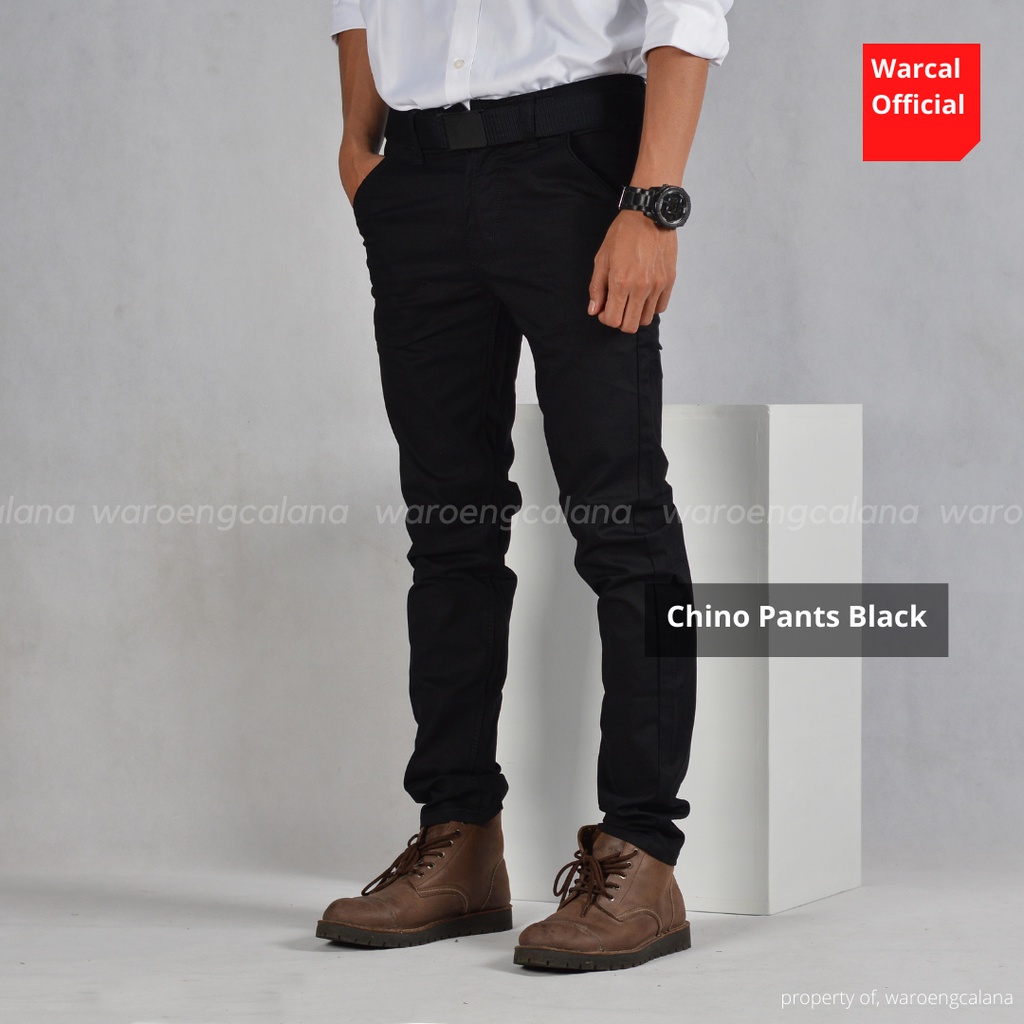 Celana Chino Kain Chinos Panjang Cowok Hitam Kerja Kantor Pria Slim Fit Original