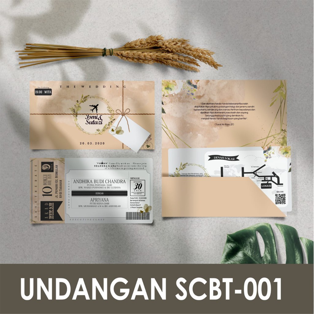 

[SCBT001] Undangan Pernikahan Boarding Pass + Amplop Elegan, Mewah & Murah