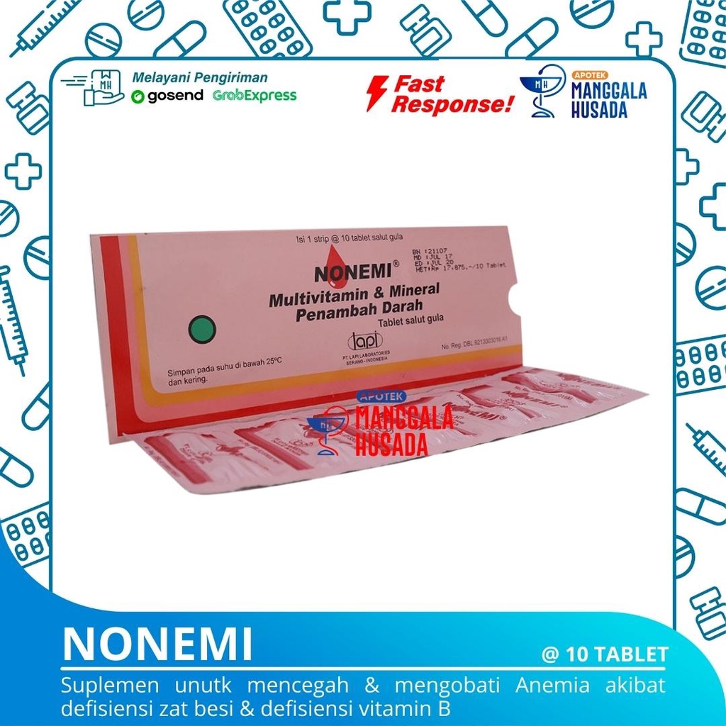 NONEMI MULTIVITAMIN PENAMBAH DARAH PER STRIP @ 10 TABLET