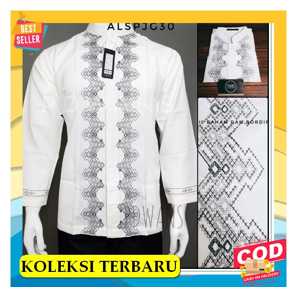 Grosir Baju Koko Atasan Anak Laki - Laki Lengan Panjang Putih Bordir Senada Murah Al Muttaqin Baju Kokoh Baju Takwa Baju Taqwa Baju Coco Pria Baju Koko Lengan Panjang Motif Bordir Pdwans - Alspjg30 - Putih Tulang, M