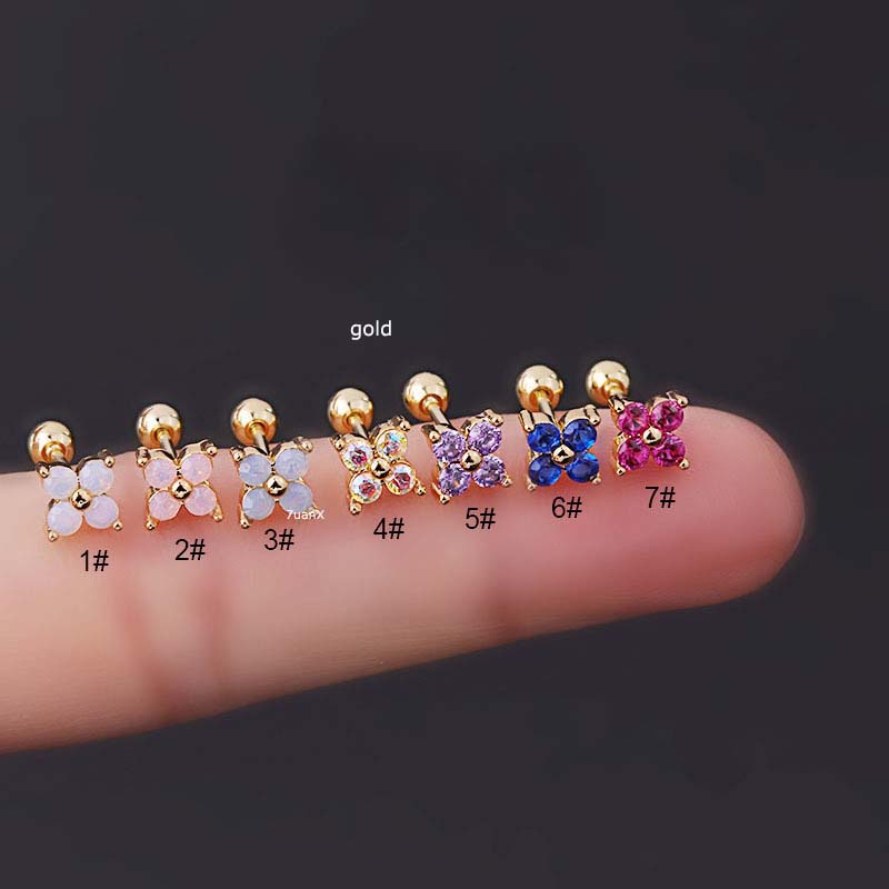 1pc Anting Stud Bentuk Bunga Bahan Stainless Steel 20Gauge Untuk Wanita