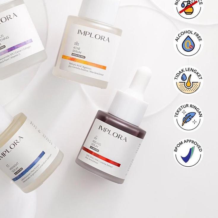 ☛ SERUM IMPLORA / IMPLORA FACE SERUM / IMPLORA SERUM WAJAH ORIGINAL PEELING LUMINOUS SCARLET ACNE MI