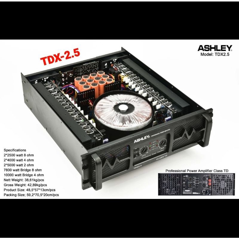 Power Amplifier Ashley tdx2.5 tdx 2.5 class TD garansi original