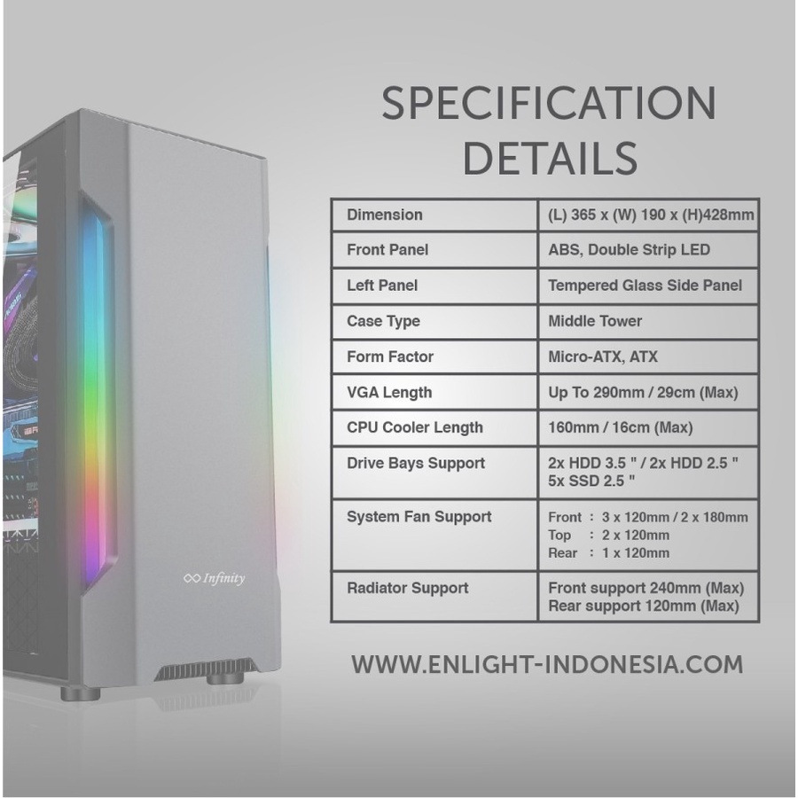 CASING GAMING INFINITY FLASH V2 TEMPERED GLASS RGB