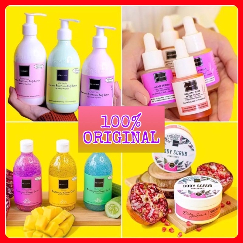 SCARLETT WHITENING [ Serum &amp; Lotion ] OFFICIAL PAKET SCARLET HAND BODY LOTION SCRUB LULUR FELICYA